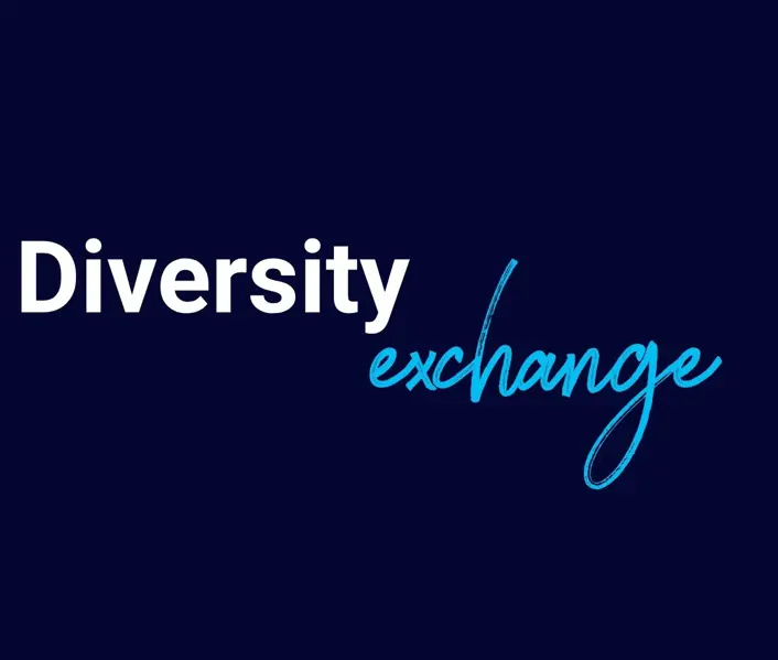Graphic displaying the Inflexion Diversity Exchange logo on a dark blue background.